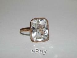 Rock Crystal Ring Vintage Soviet Russian Jewelry Gilt Sterling Silver 875 Size 9
