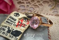 Royal Vintage USSR Russian Soviet Rose Gold 583 14K Ring Natural Garnet Size 7