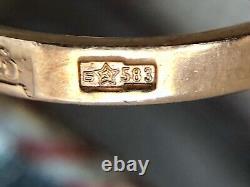 Royal Vintage USSR Russian Soviet Rose Gold 583 14K Ring Natural Garnet Size 7