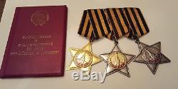 Rrr! Dublicate Glory Order Set Ussr Soviet Russian Army Ww2 War Awards Group