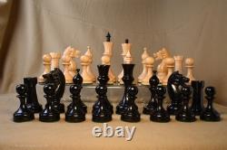 Russian 1960 Repro Soviet USSR Hvy Weighted Felted Wood Chessmen 115mm 4.5