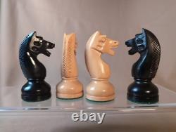 Russian 1960 Repro Soviet USSR Hvy Weighted Felted Wood Chessmen 115mm 4.5