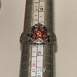 (Russian) CCCP USSR Soviet Union Navy Marine Military 875 Silver Ring TESTED Vtg