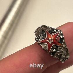 (Russian) CCCP USSR Soviet Union Navy Marine Military 875 Silver Ring TESTED Vtg