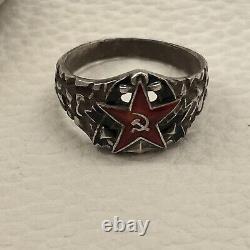 (Russian) CCCP USSR Soviet Union Navy Marine Military 875 Silver Ring TESTED Vtg