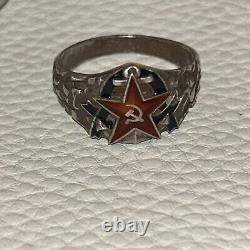 (Russian) CCCP USSR Soviet Union Navy Marine Military 875 Silver Ring TESTED Vtg