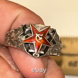 (Russian) CCCP USSR Soviet Union Navy Marine Military 875 Silver Ring TESTED Vtg