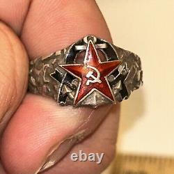 (Russian) CCCP USSR Soviet Union Navy Marine Military 875 Silver Ring TESTED Vtg