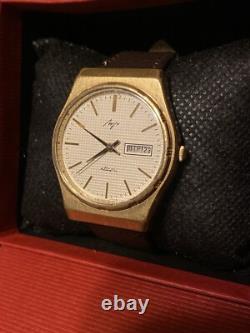 Russian Day-Date GOLD PLATED 7 Jewels USSR Soviet Men's 36MM Watch NEW Battery
