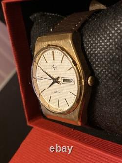 Russian Day-Date GOLD PLATED 7 Jewels USSR Soviet Men's 36MM Watch NEW Battery