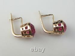 Russian Earrings 14K Rose Gold Soviet Union USSR Synthetic Hammer Sickle 10mm