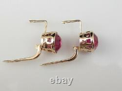 Russian Earrings 14K Rose Gold Soviet Union USSR Synthetic Hammer Sickle 10mm
