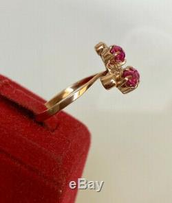 Russian Gold Ring 14K Soviet USSR Jewelry Star Stamp 583 Size 7 Ruby
