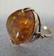 Russian Rose Pink Gold Ring Large Natural Amber Stone Soviet Russia Sz 6.5