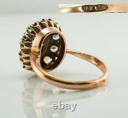 Russian Sapphire Ring CZ 14K Rose Gold USSR Soviet Russia