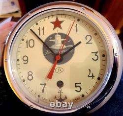 Russian Soviet B CCCP Navy Kauahguyckue Red Star Maritime Submarine Clock & Key