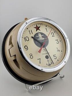 Russian Soviet B CCCP Navy Kauahguyckue Red Star Maritime Submarine Clock & Key