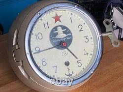 Russian Soviet B CCCP Navy Kauahguyckue Red Star Maritime Submarine Clock & Key