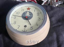 Russian Soviet B CCCP Navy Kauahguyckue Red Star Maritime Submarine Clock & Key