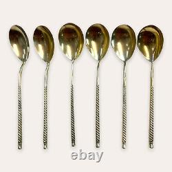 Russian Soviet Era 875 Silver Teaspoons Gilded, Set Of 6