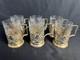 Russian Soviet Niello Gilded 875 6 Silver Teacup Holders With Crystal Glass