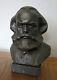 Russian Soviet Statue Bust Karl Marx Metal On Marble Base Sign By Sculptor