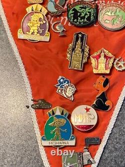 Russian Soviet USSR 58 Pins On Pennant Sports Military Political Cities Lenin