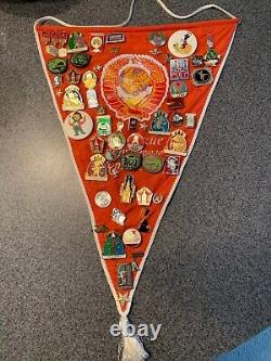 Russian Soviet USSR 58 Pins On Pennant Sports Military Political Cities Lenin