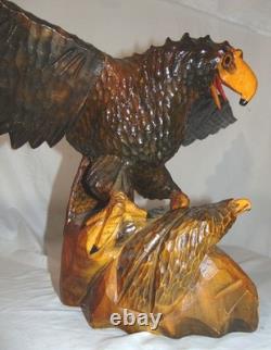 Russian Soviet USSR Carved Wood Bird Eagle Sculpture Chick
