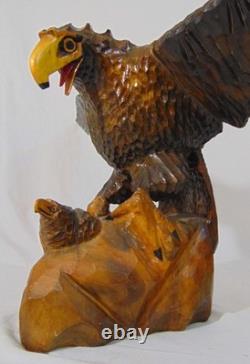Russian Soviet USSR Carved Wood Bird Eagle Sculpture Chick