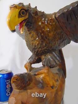 Russian Soviet USSR Carved Wood Bird Eagle Sculpture Chick