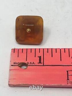 Russian Soviet USSR Genuine Baltic Amber Square Cufflinks & Tie Clip Set Russia