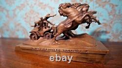 Russian Soviet USSR sculpture statue BRONZE Tachanka Lenin Troika Army