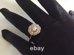 Russian Soviet Union Era 14k Pink&White Gold Ballerina Ring, size 8.5