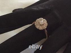 Russian Soviet Union Era 14k Pink&White Gold Ballerina Ring, size 8.5