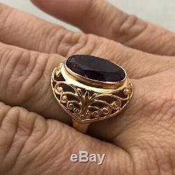 Russian Soviet Ussr Vintage Estate 14k 583 Rose Gold Amethyst Simulant Ring