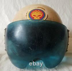 Russian Soviet pilot flight helmet Air Force ZSH-5A early blue visor 1960th