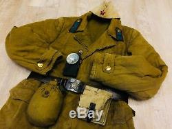 Russian Soviet uniform jacket (L) + hat + belt +bag + flashlight style WW-2