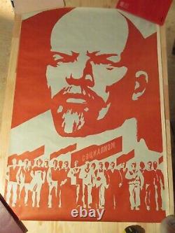 Russian USSR Soviet Propaganda Poster 1983 Communist Era Lenin