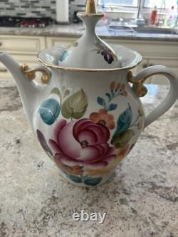 Russian USSR Vintage Porcelain Soviet Floral Teapot Set of 3 Large One 30 cm