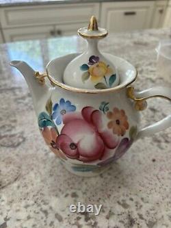 Russian USSR Vintage Porcelain Soviet Floral Teapot Set of 3 Large One 30 cm