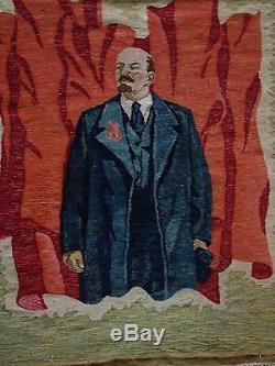 Russian Ukrainian Soviet Lenin portrait tapestry carpet rug gobelin soc realism