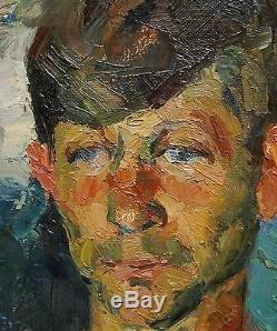 Russian Ukrainian Soviet Oil Painting Fauvism realism portrait nude young man