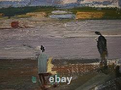 Russian Ukrainian Soviet Oil Painting Impressionism Industrial landscape river