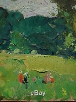 Russian Ukrainian Soviet Oil Painting Impressionism landscape glade walk summer