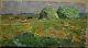 Russian Ukrainian Soviet Oil Painting Impressionism Landscape Green Haymow Bent