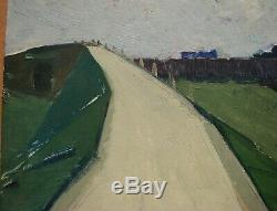 Russian Ukrainian Soviet Oil Painting Impressionism landscape highway bridge