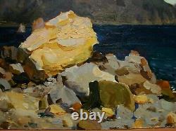 Russian Ukrainian Soviet Oil Painting Impressionism seascape Black Sea Gurzuf
