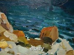 Russian Ukrainian Soviet Oil Painting Impressionism seascape Black Sea Gurzuf