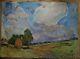 Russian Ukrainian Soviet Oil Painting Landscape Impressionism Clouds Sun Wind
